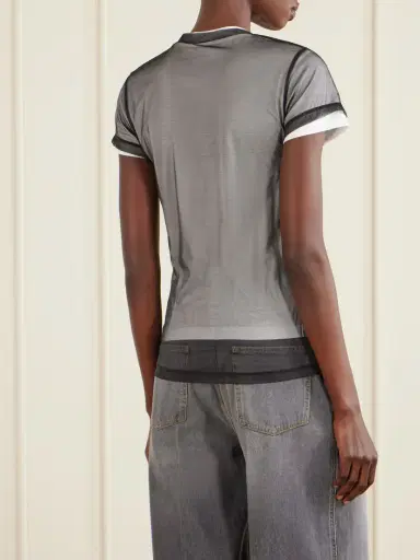 Gucci Layered Printed Tulle And Cotton And Modal-blend Jersey T-shirt | Thumbnail 4 Gucci Layered Printed Tulle And Cotton And Modal-blend Jersey T-shirt | Thumbnail 4