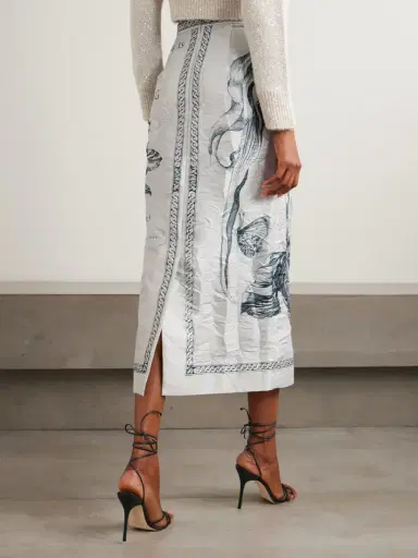 Erdem Printed Crinkled-satin Midi Skirt | Thumbnail 3 Erdem Printed Crinkled-satin Midi Skirt | Thumbnail 3