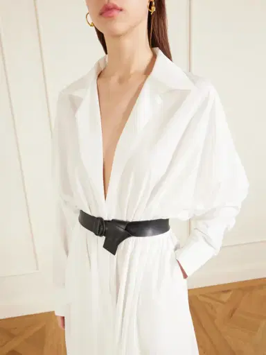 Norma Kamali Belted Gathered Shell Maxi Dress | Thumbnail 4 Norma Kamali Belted Gathered Shell Maxi Dress | Thumbnail 4