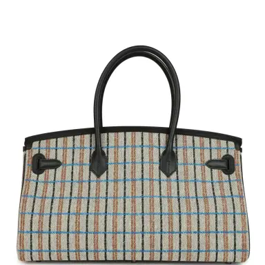 HERMÈS Hermes Shoulder Birkin Light 39 Multicolor Toile and Black Swift Palladium Hardware | Thumbnail 5 HERMÈS Hermes Shoulder Birkin Light 39 Multicolor Toile and Black Swift Palladium Hardware | Thumbnail 5
