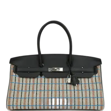 HERMÈS Hermes Shoulder Birkin Light 39 Multicolor Toile and Black Swift Palladium Hardware | Thumbnail 1 HERMÈS Hermes Shoulder Birkin Light 39 Multicolor Toile and Black Swift Palladium Hardware | Thumbnail 1