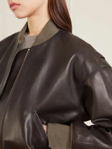 The Row Morisel Leather Down Bomber Jacket | Thumbnail 4 The Row Morisel Leather Down Bomber Jacket | Thumbnail 4