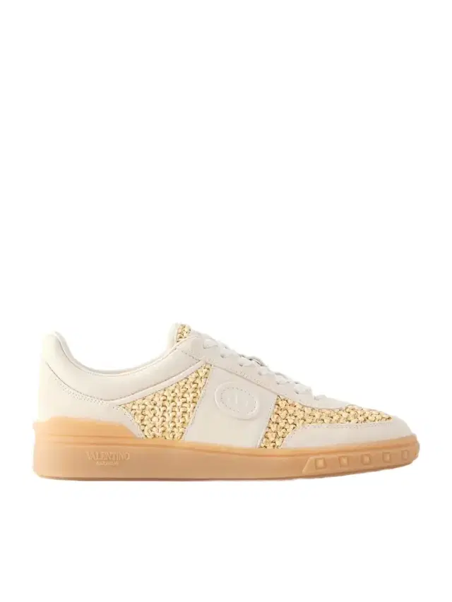 Upvillage Raffia-trimmed Suede Sneakers Upvillage Raffia-trimmed Suede Sneakers