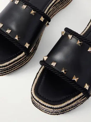 Valentino Garavani Rockstud Leather Platform Espadrille Slides | Thumbnail 5 Valentino Garavani Rockstud Leather Platform Espadrille Slides | Thumbnail 5