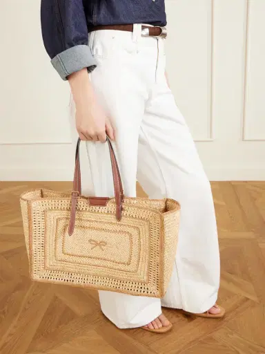 Anya Hindmarch Bow Leather-trimmed Raffia Tote | Thumbnail 2 Anya Hindmarch Bow Leather-trimmed Raffia Tote | Thumbnail 2