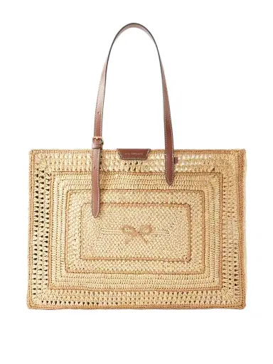 Anya Hindmarch Bow Leather-trimmed Raffia Tote | Thumbnail 1 Anya Hindmarch Bow Leather-trimmed Raffia Tote | Thumbnail 1