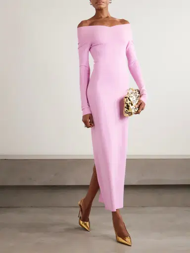 Stella McCartney Off-the-shoulder Knitted Midi Dress | Thumbnail 2 Stella McCartney Off-the-shoulder Knitted Midi Dress | Thumbnail 2