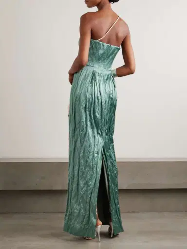 Erdem One-shoulder Bead-embellished Appliquéd Crinkled-satin Gown | Thumbnail 3 Erdem One-shoulder Bead-embellished Appliquéd Crinkled-satin Gown | Thumbnail 3