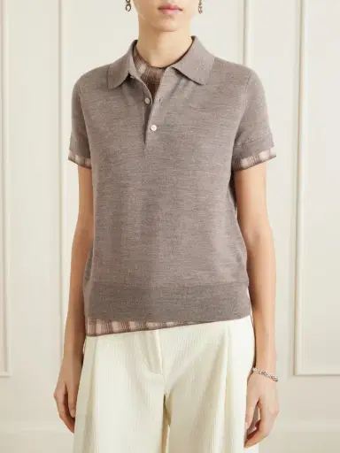Acne Studios Layered Checked Wool Polo Shirt | Thumbnail 3 Acne Studios Layered Checked Wool Polo Shirt | Thumbnail 3