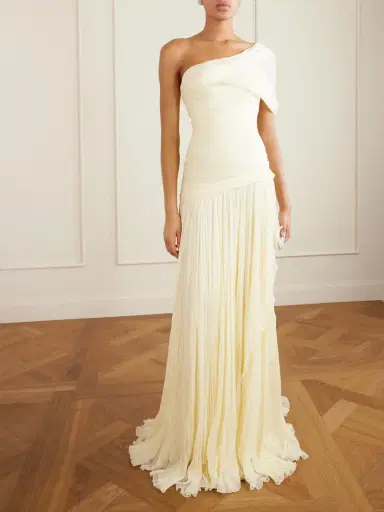 Marmar Halim One-shoulder Draped Plissé-chiffon Gown | Thumbnail 2 Marmar Halim One-shoulder Draped Plissé-chiffon Gown | Thumbnail 2