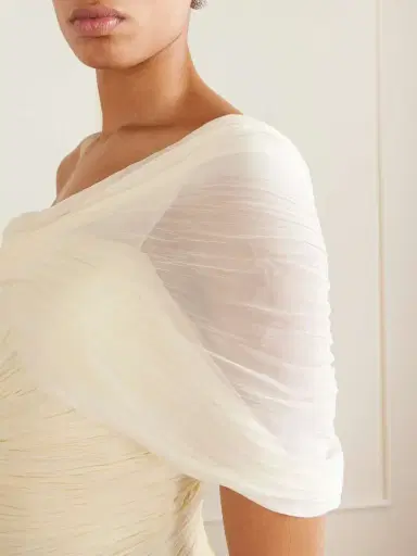 Marmar Halim One-shoulder Draped Plissé-chiffon Gown | Thumbnail 4 Marmar Halim One-shoulder Draped Plissé-chiffon Gown | Thumbnail 4