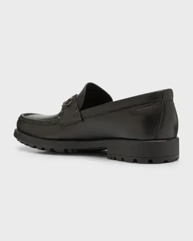 Ferragamo Men's David Leather Lug-Sole Loafers | Thumbnail 3 Ferragamo Men's David Leather Lug-Sole Loafers | Thumbnail 3
