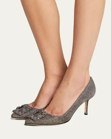 Manolo Blahnik Hangisi Flannel Fabric 70mm Pump | Thumbnail 3 Manolo Blahnik Hangisi Flannel Fabric 70mm Pump | Thumbnail 3