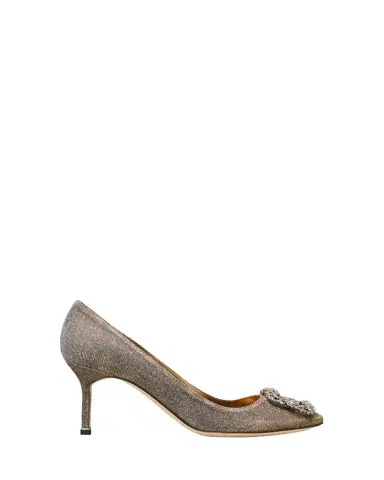 Manolo Blahnik Hangisi Flannel Fabric 70mm Pump | Thumbnail 1 Manolo Blahnik Hangisi Flannel Fabric 70mm Pump | Thumbnail 1