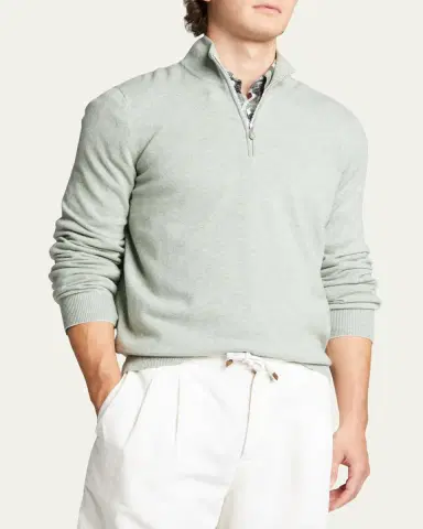 Brunello Cucinelli Men's Cashmere 1/4-Zip Sweater | Thumbnail 4 Brunello Cucinelli Men's Cashmere 1/4-Zip Sweater | Thumbnail 4