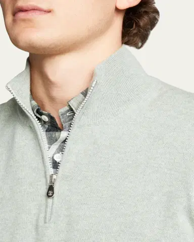 Brunello Cucinelli Men's Cashmere 1/4-Zip Sweater | Thumbnail 5 Brunello Cucinelli Men's Cashmere 1/4-Zip Sweater | Thumbnail 5
