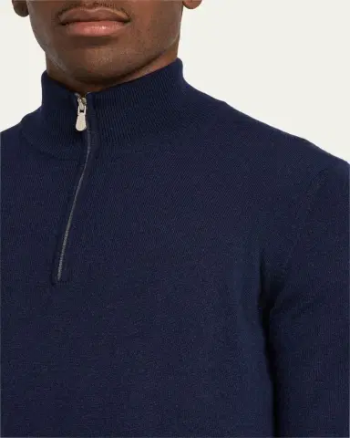 Brunello Cucinelli Men's Cashmere 1/4-Zip Sweater | Thumbnail 9 Brunello Cucinelli Men's Cashmere 1/4-Zip Sweater | Thumbnail 9