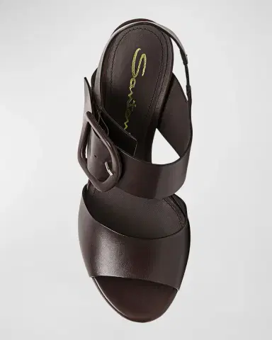 Santoni Bruxel Leather Buckle Platform Sandals | Thumbnail 3 Santoni Bruxel Leather Buckle Platform Sandals | Thumbnail 3