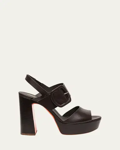 Santoni Bruxel Leather Buckle Platform Sandals | Thumbnail 4 Santoni Bruxel Leather Buckle Platform Sandals | Thumbnail 4