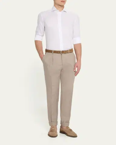 Brunello Cucinelli Men's Leisure-Fit Pleated Pants | Thumbnail 2 Brunello Cucinelli Men's Leisure-Fit Pleated Pants | Thumbnail 2