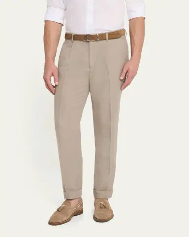 Brunello Cucinelli Men's Leisure-Fit Pleated Pants | Thumbnail 4 Brunello Cucinelli Men's Leisure-Fit Pleated Pants | Thumbnail 4