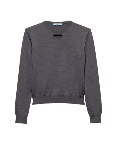 Prada Cutout Triangle Wool Knit Sweater | Thumbnail 1 Prada Cutout Triangle Wool Knit Sweater | Thumbnail 1