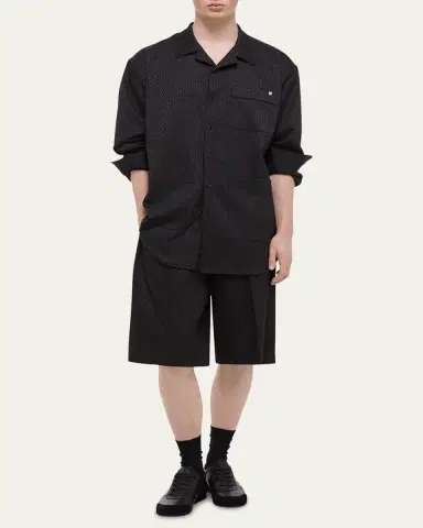 Helmut Lang Men's Oversized Satin Jacquard Pajama Shirt | Thumbnail 2 Helmut Lang Men's Oversized Satin Jacquard Pajama Shirt | Thumbnail 2