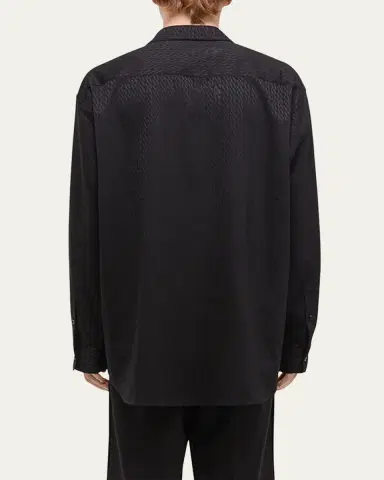 Helmut Lang Men's Oversized Satin Jacquard Pajama Shirt | Thumbnail 3 Helmut Lang Men's Oversized Satin Jacquard Pajama Shirt | Thumbnail 3
