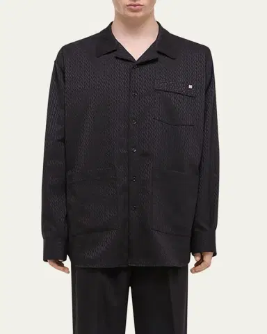 Helmut Lang Men's Oversized Satin Jacquard Pajama Shirt | Thumbnail 4 Helmut Lang Men's Oversized Satin Jacquard Pajama Shirt | Thumbnail 4