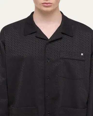 Helmut Lang Men's Oversized Satin Jacquard Pajama Shirt | Thumbnail 5 Helmut Lang Men's Oversized Satin Jacquard Pajama Shirt | Thumbnail 5