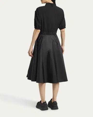 Moncler Short-Sleeve Zip Mixed-Media Dress | Thumbnail 3 Moncler Short-Sleeve Zip Mixed-Media Dress | Thumbnail 3