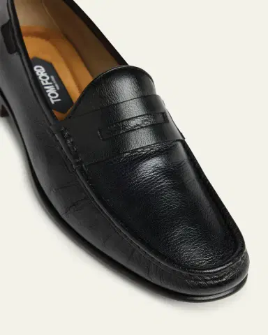 TOM FORD Men's York Grained Leather Penny Loafers | Thumbnail 2 TOM FORD Men's York Grained Leather Penny Loafers | Thumbnail 2
