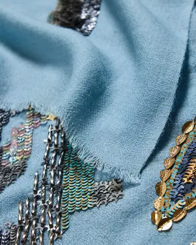 Janavi India Galactic Legacy Sequin-Embroidered Merino Wool Scarf | Thumbnail 7 Janavi India Galactic Legacy Sequin-Embroidered Merino Wool Scarf | Thumbnail 7