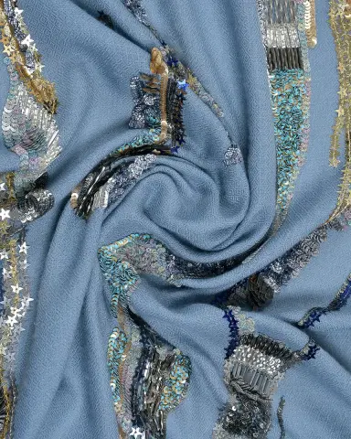 Janavi India Galactic Legacy Sequin-Embroidered Merino Wool Scarf | Thumbnail 8 Janavi India Galactic Legacy Sequin-Embroidered Merino Wool Scarf | Thumbnail 8