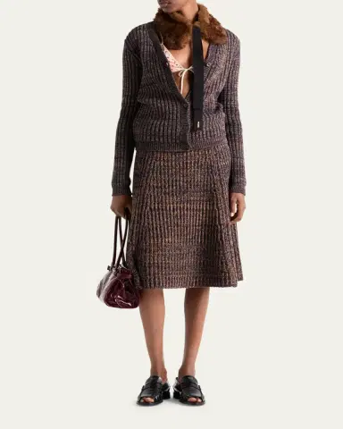 Prada Cashmere-Wool Mouline V-Neck Cardigan | Thumbnail 2 Prada Cashmere-Wool Mouline V-Neck Cardigan | Thumbnail 2