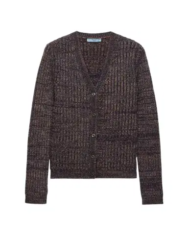 Prada Cashmere-Wool Mouline V-Neck Cardigan | Thumbnail 1 Prada Cashmere-Wool Mouline V-Neck Cardigan | Thumbnail 1