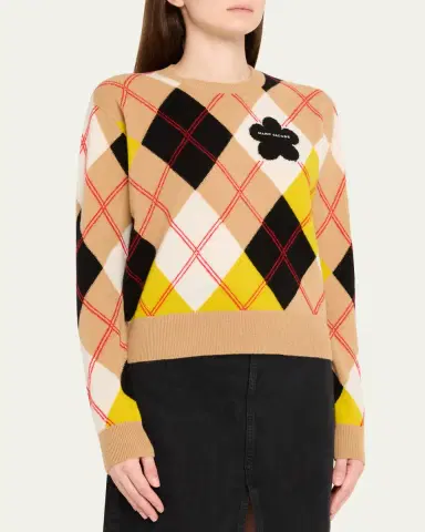 Marc Jacobs Preppy Daisy Argyle Crewneck Sweater | Thumbnail 4 Marc Jacobs Preppy Daisy Argyle Crewneck Sweater | Thumbnail 4