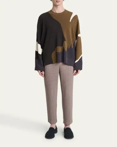 Homme Plissé Issey Miyake Men's Multi Agate Knit Relaxed Crewneck Sweater | Thumbnail 2 Homme Plissé Issey Miyake Men's Multi Agate Knit Relaxed Crewneck Sweater | Thumbnail 2