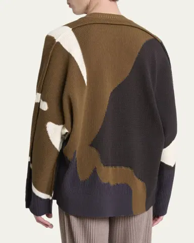 Homme Plissé Issey Miyake Men's Multi Agate Knit Relaxed Crewneck Sweater | Thumbnail 3 Homme Plissé Issey Miyake Men's Multi Agate Knit Relaxed Crewneck Sweater | Thumbnail 3