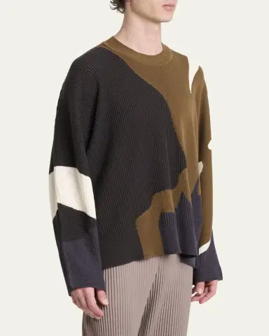 Homme Plissé Issey Miyake Men's Multi Agate Knit Relaxed Crewneck Sweater | Thumbnail 4 Homme Plissé Issey Miyake Men's Multi Agate Knit Relaxed Crewneck Sweater | Thumbnail 4