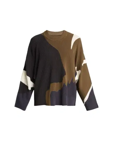 Homme Plissé Issey Miyake Men's Multi Agate Knit Relaxed Crewneck Sweater | Thumbnail 1 Homme Plissé Issey Miyake Men's Multi Agate Knit Relaxed Crewneck Sweater | Thumbnail 1