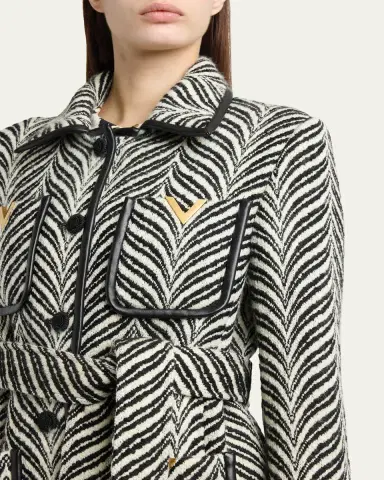 Valentino Garavani Lamb Shearling Cuff Belted Herringbone Coat | Thumbnail 5 Valentino Garavani Lamb Shearling Cuff Belted Herringbone Coat | Thumbnail 5