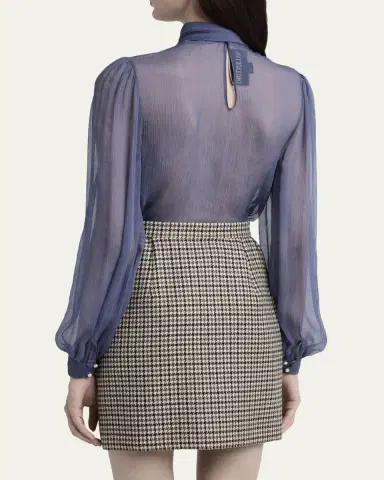 Valentino Garavani Tassel Bow-Neck Crinkle Chiffon Blouse | Thumbnail 3 Valentino Garavani Tassel Bow-Neck Crinkle Chiffon Blouse | Thumbnail 3