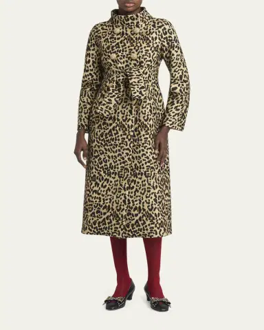 Valentino Garavani Leopard-Print Wool Double-Breasted Long Coat | Thumbnail 2 Valentino Garavani Leopard-Print Wool Double-Breasted Long Coat | Thumbnail 2