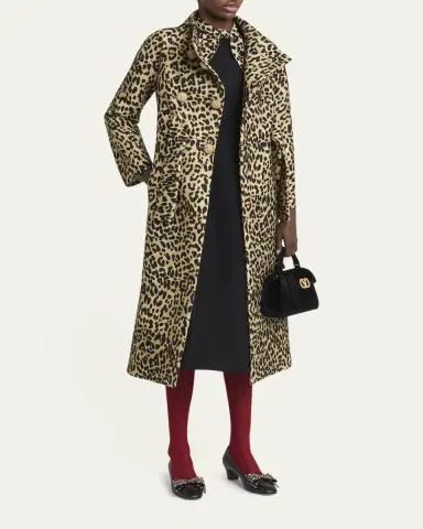 Valentino Garavani Leopard-Print Wool Double-Breasted Long Coat | Thumbnail 4 Valentino Garavani Leopard-Print Wool Double-Breasted Long Coat | Thumbnail 4