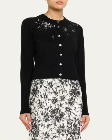Prabal Gurung Sequin Floral-Embroidered Cardigan | Thumbnail 4 Prabal Gurung Sequin Floral-Embroidered Cardigan | Thumbnail 4