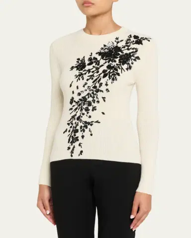 Prabal Gurung Sequin Floral-Embroidered Rib Knit Shirt | Thumbnail 4 Prabal Gurung Sequin Floral-Embroidered Rib Knit Shirt | Thumbnail 4