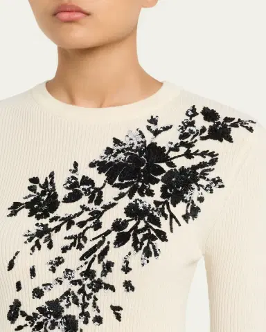 Prabal Gurung Sequin Floral-Embroidered Rib Knit Shirt | Thumbnail 5 Prabal Gurung Sequin Floral-Embroidered Rib Knit Shirt | Thumbnail 5