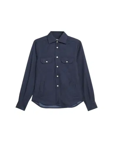 Kiton Men's Cashmere Twill Double-Pocket Button-Down Shirt | Thumbnail 1 Kiton Men's Cashmere Twill Double-Pocket Button-Down Shirt | Thumbnail 1