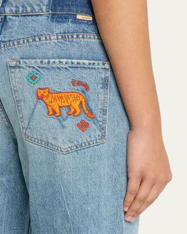 MOTHER The Dodger Flood Jeans with Embroidered Pockets | Thumbnail 2 MOTHER The Dodger Flood Jeans with Embroidered Pockets | Thumbnail 2